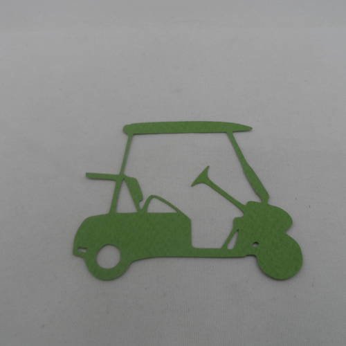N°695  d'une  voiturette de golf   en papier  vert + foncé  découpage fin