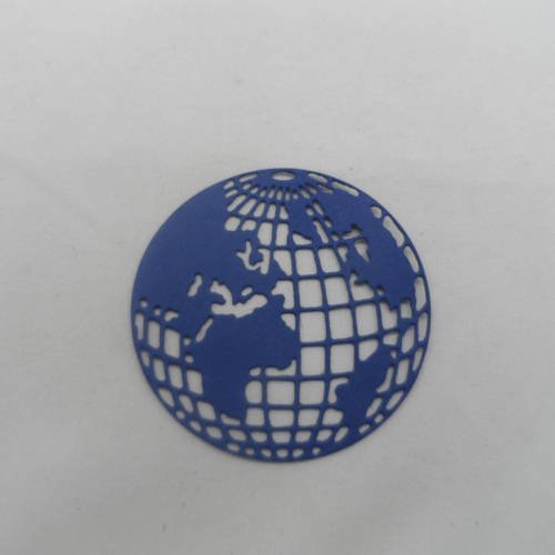 N°667 superbe globe terrestre   en papier bleu marine   découpage fin 