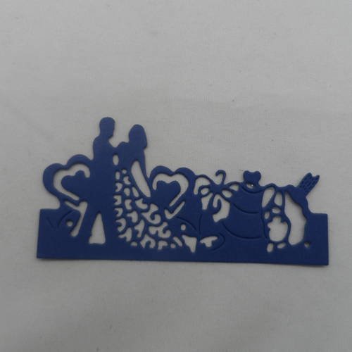 N°686   d'une frise thème mariage  en papier  bleu marine   découpage