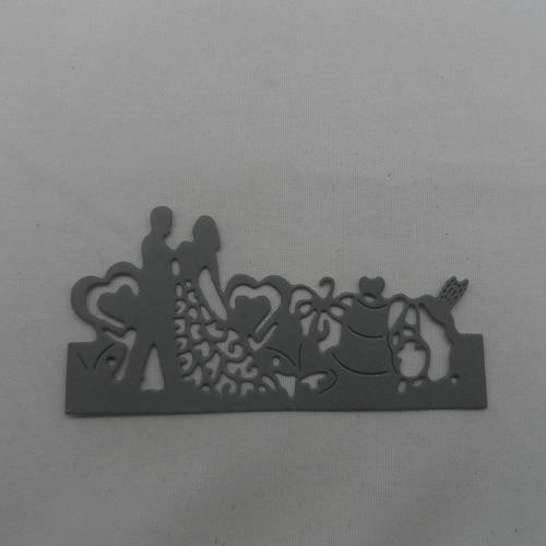 N°686   d'une frise thème mariage  en papier  gris   découpage