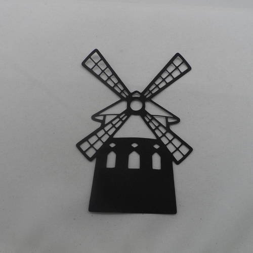 N°681 d'un moulin  en papier noir  découpage 