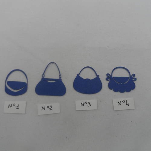 N°671 petit sac quatre formes différentes en papier bleu foncé vendu à l'unité découpage  fin