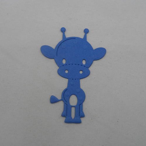 N°669 jolie petite girafe  en papier bleu foncé   découpage fin et gaufrage 