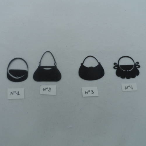 N°671 petit sac quatre formes différentes en papier noir  vendu à l'unité découpage  fin