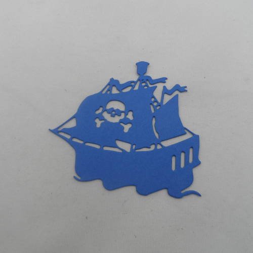 N°654 bateau pirate en papier bleu  découpage  fin 