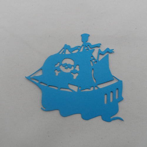 N°654 bateau pirate en papier bleu turquoise    découpage  fin 
