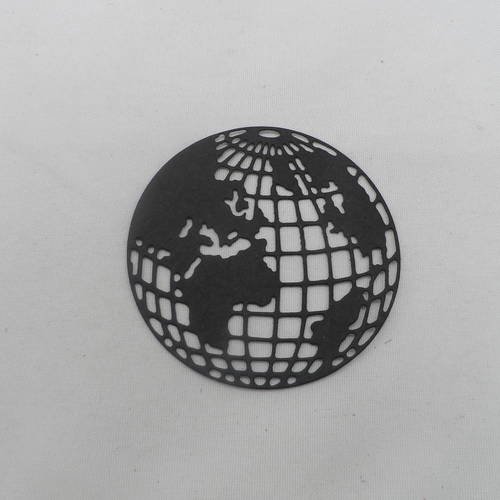 N°667 superbe globe terrestre   en papier noir   découpage fin 