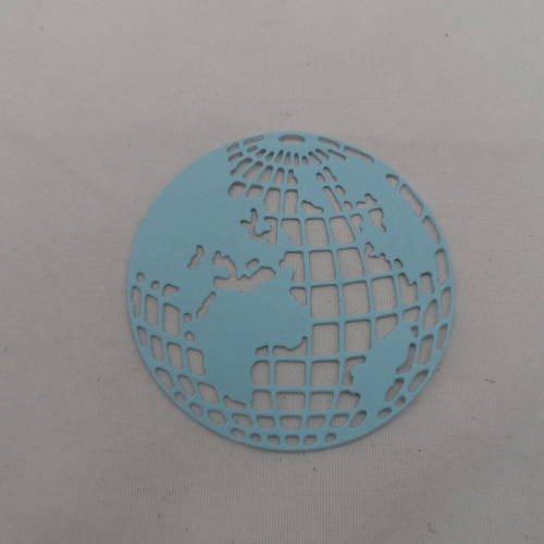 N°667 superbe globe terrestre   en papier bleu ciel   découpage fin 