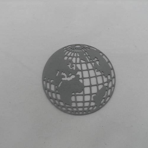 N°667 superbe globe terrestre   en papier gris   découpage fin 
