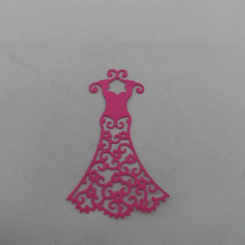 N°137 petite robe sur cintre   en papier fuchsia    découpage fin