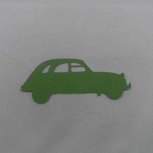 N°377  d'une voiture 2 cv   en papier vert + foncé découpage fin
