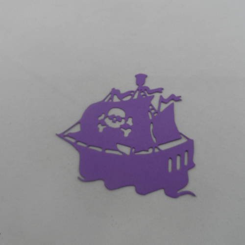 N°654 bateau pirate en papier violet  découpage  fin 