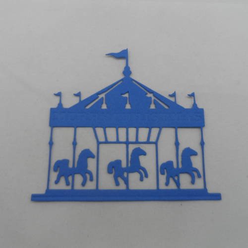 N°629 d'un carrousel manège à chevaux   en papier bleu °1 découpage  fin 