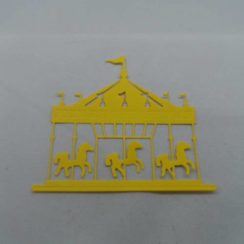 N°629 d'un carrousel manège à chevaux   en papier jaune  découpage  fin 