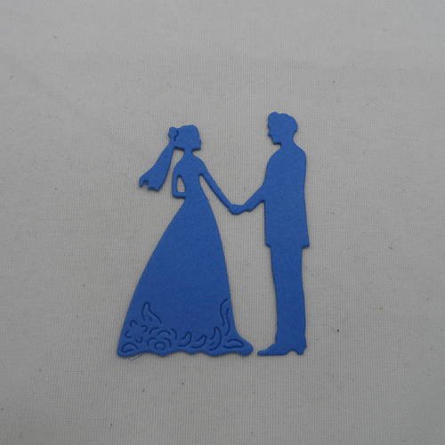 N°590  d'un couple de mariés   en papier  bleu n°1   embellissement