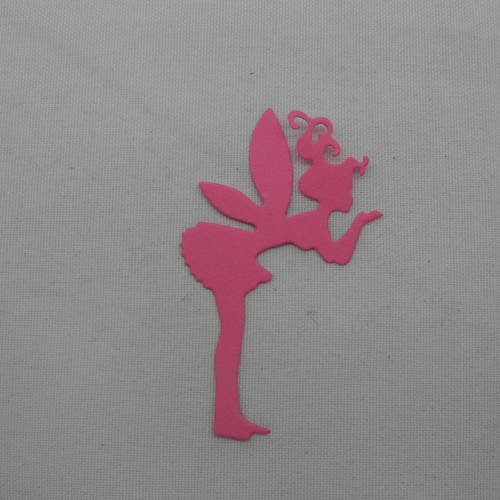 N°583 une petite "fée papillon" qui envoi un bisou en papier rose foncé n°2 découpage