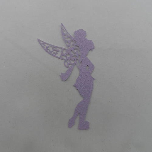 N°618 fée clochette debout  en papier tapisserie  violet  découpage 