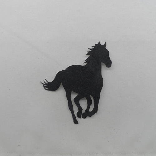 N°614 cheval  en mouvement en plein galop en papier tapisserie noir