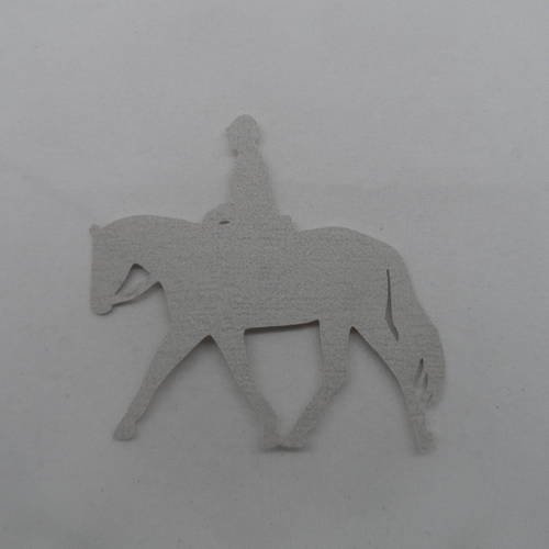 N°613 cavalier et son cheval  en papier tapisserie gris