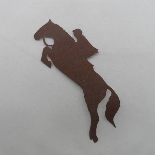 N°612 cavalier et son cheval  en papier tapisserie marron