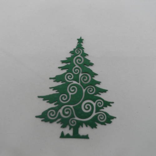 N°607 joli sapin de noël avec étoile en papier  vert foncé  gaufrage  découpage  fin