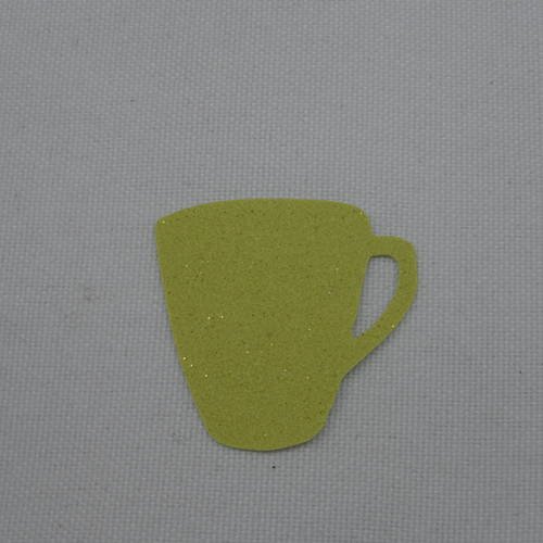 N°396 mug avec anse  en papier tapisserie vert à paillette