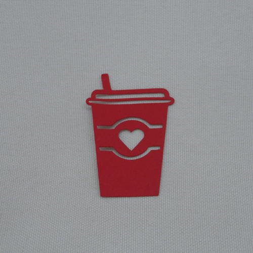N°399  gobelet cœur avec paille   en papier  rouge
