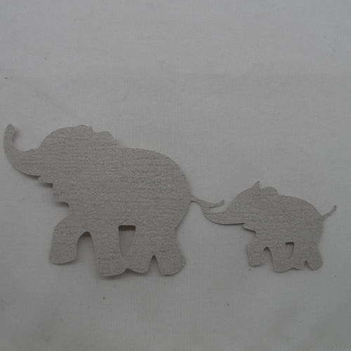 N°568 maman éléphant et son petit en papier tapisserie gris  