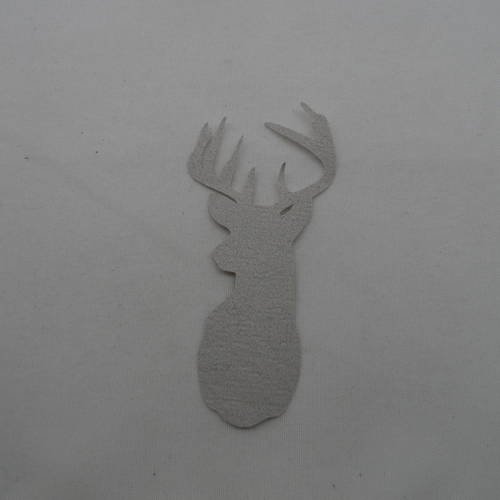 N°562 tête de cerf   en papier tapisserie gris 