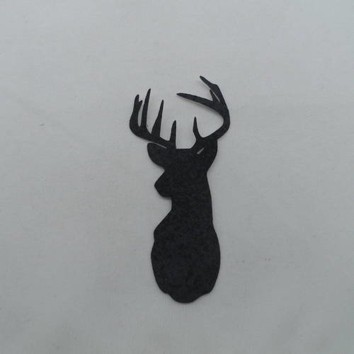 N°562 tête de cerf   en papier tapisserie noir  
