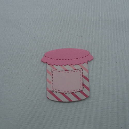 N°496  d'un pot de confiture  en papier rose et fuchsia    en 3 pièces (le pot, le couvercle, étiquette) 