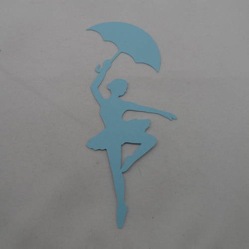N°504 d'une danseuse équilibriste avec un parapluie  en papier bleu découpage 
