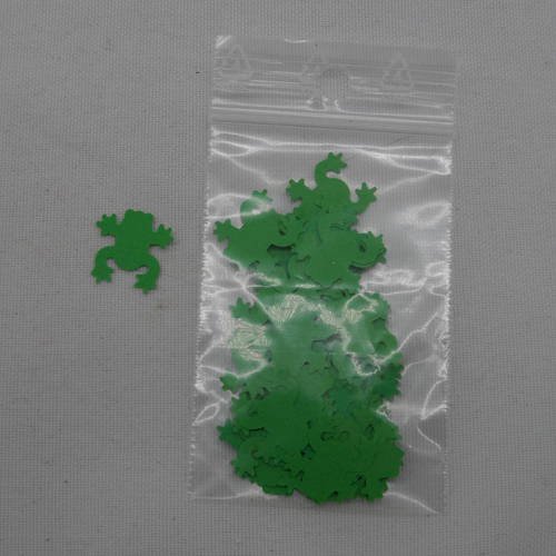 N°557  lot de 50 minis grenouilles   en papier vert   pour  embellissement 