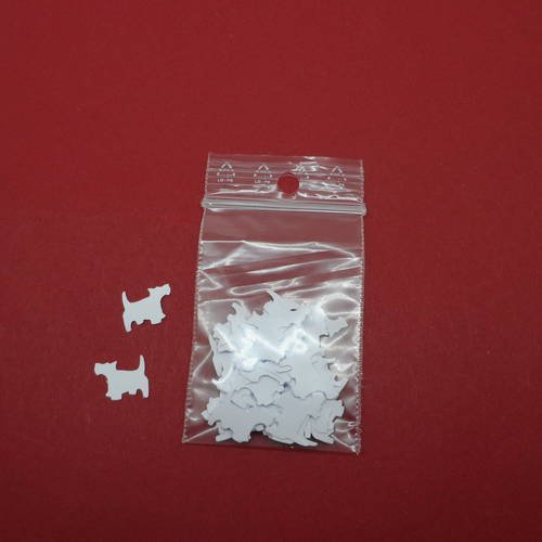 N°541 lot de 50 minis chiens fox  en papier blanc pour  embellissement 