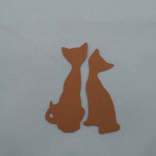 N°462   de deux chats " amoureux" en papier  marron "caramel"   découpage