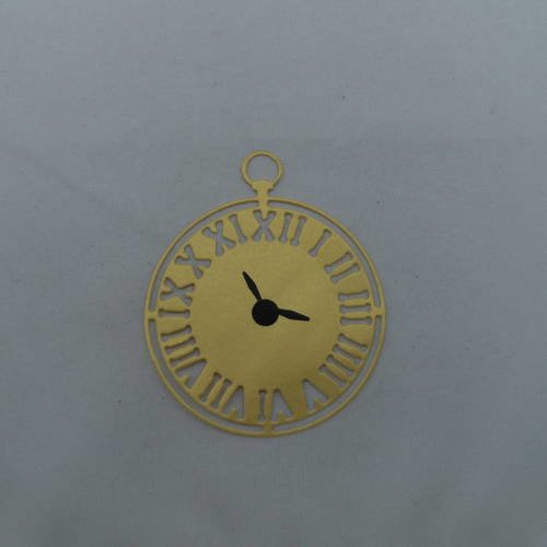 N°509 une montre gousset  en 4 morceaux  en papier doré  aiguilles noires découpage 