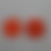 N°529 d'un lot de quatre boutons carrés  en papier orange   découpage fin 