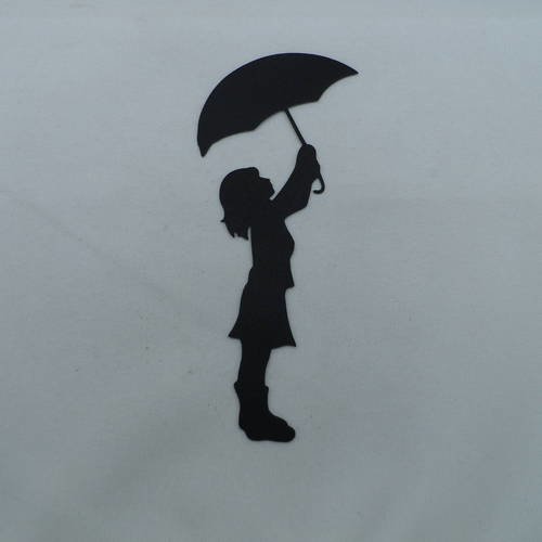 N°505  d'une fille avec un parapluie et bottes en papier noir  découpage 
