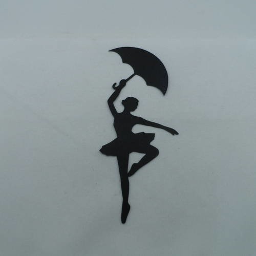 N°504 d'une danseuse équilibriste avec un parapluie  en papier noir  découpage 
