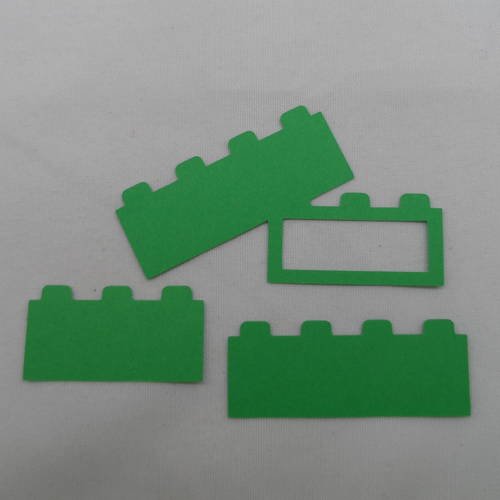 N°475t  d'un lot de briques légo en papier vert 3 pièces différentes 