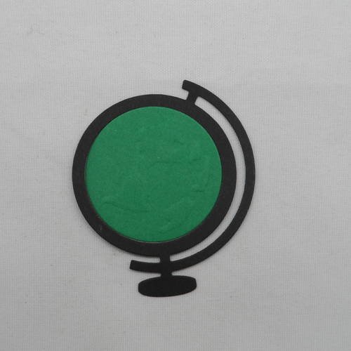 N°483  d'un joli globe terrestre en deux morceaux  en papier noir  et vert 