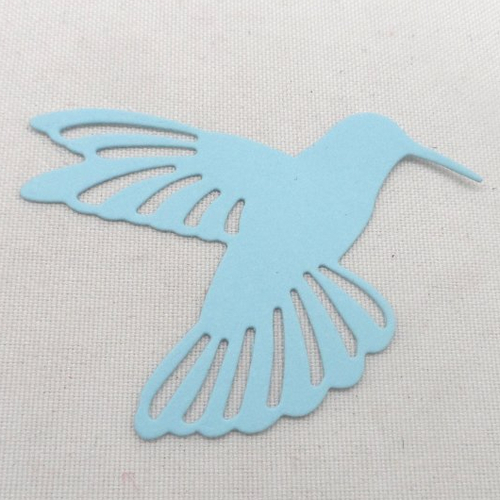 N°471 d'un joli  oiseau colibris  en papier bleu  découpage