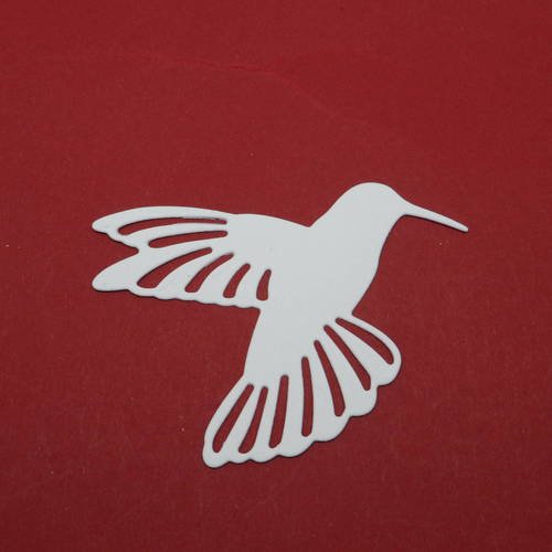 N°471 d'un joli  oiseau colibris  en papier blanc  découpage