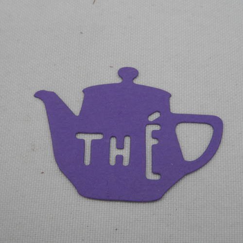 N°329 petite théière thé   en papier  violet découpage