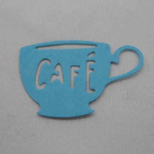 N°328  petite tasse de café en papier bleu  découpage