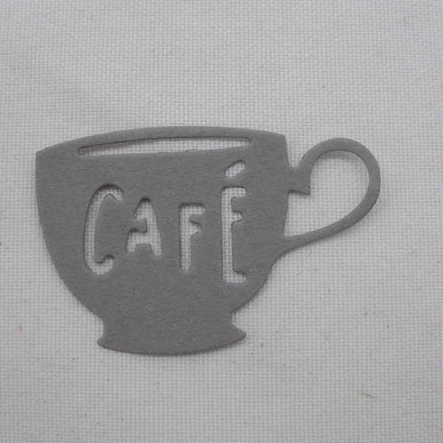 N°328  petite tasse de café en papier gris clair  découpage