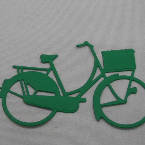 N°240  d'un grand vélo en papier  vert foncé  avec panier découpage fin 