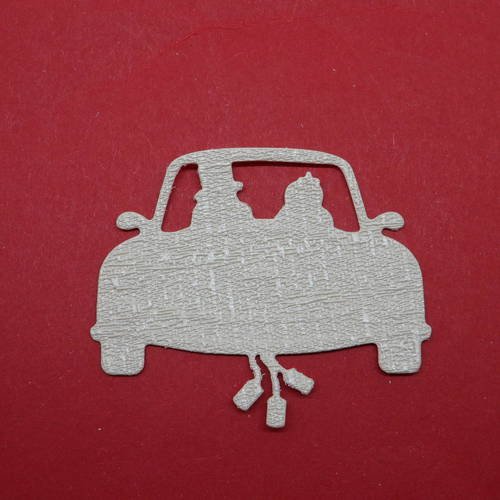 N°141  d'une voiture de mariage boites de conserves en papier tapisserie couleur lin brillant  thème mariage