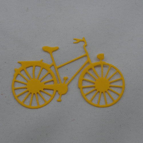 N°239   d'un petit vélo   en papier jaune découpage  fin 