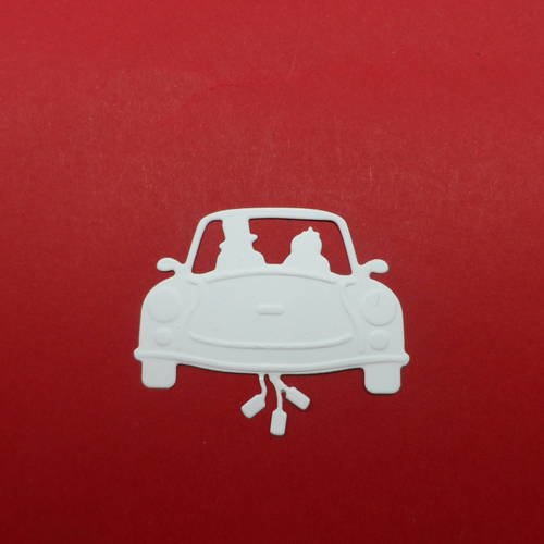 N°141  d'une voiture de mariage boites de conserves en papier blanc  thème mariage   découpage et gaufrage